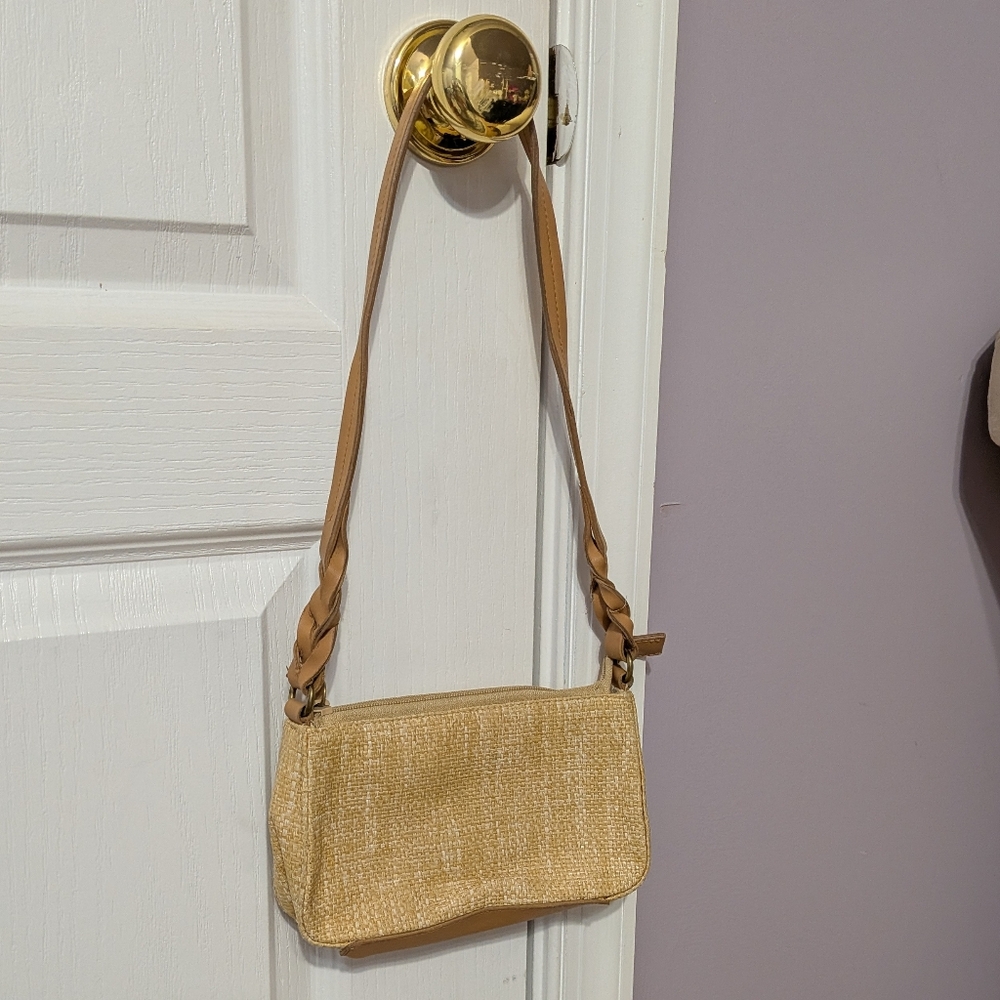 Etienne Aigner Tan Woven Shoulder Bag with Braided Strap
